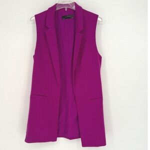The Limited Sleeveless Duster Vest Fuchsia Career M Preppy Academia 91-24-01